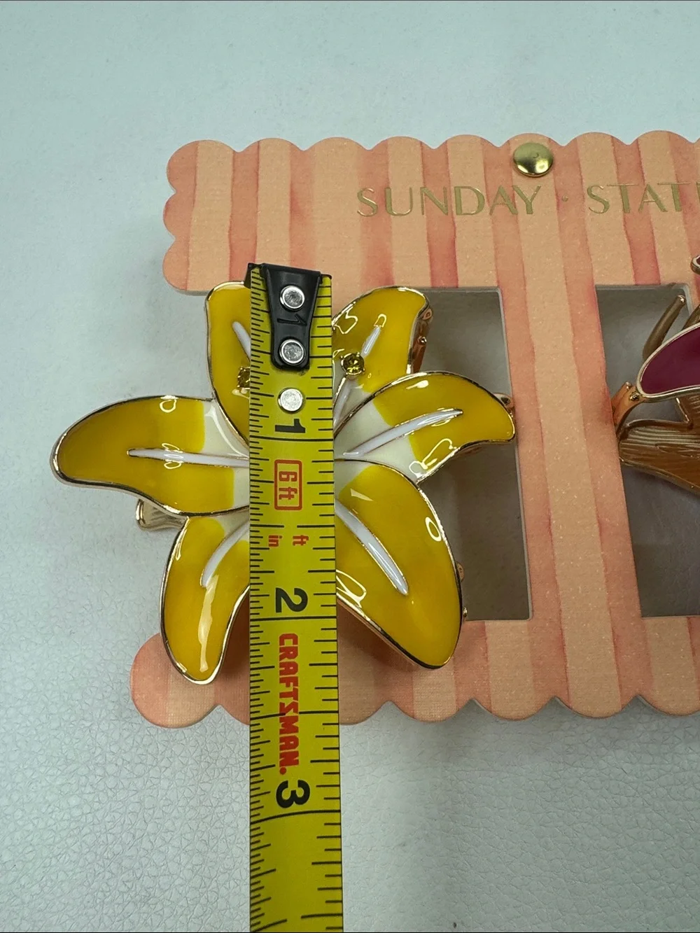 Sunday State Floral Enamel Hair Clips Claws in Yellow & Pink New NWT
